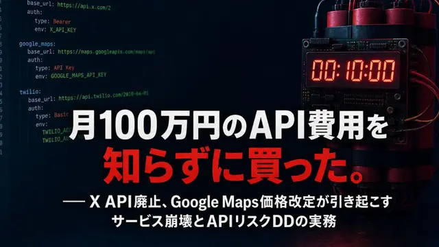 月100万円のAPI費用を知らずに買った。── X（旧Twitter）API廃止、Google Maps価格改定引き起こすサービス崩壊と、APIリスクDDの実務