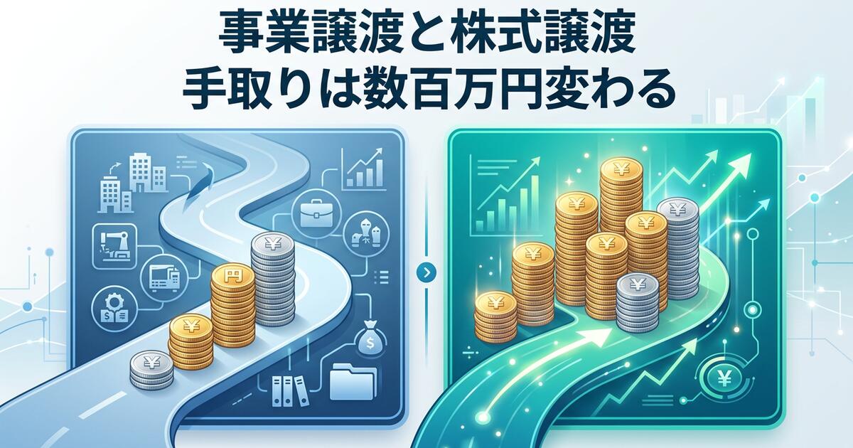 「事業譲渡」と「株式譲渡」、どっちで売るかで手取りは数百万円変わる。Webメディア売却の譲渡形態の選び方
